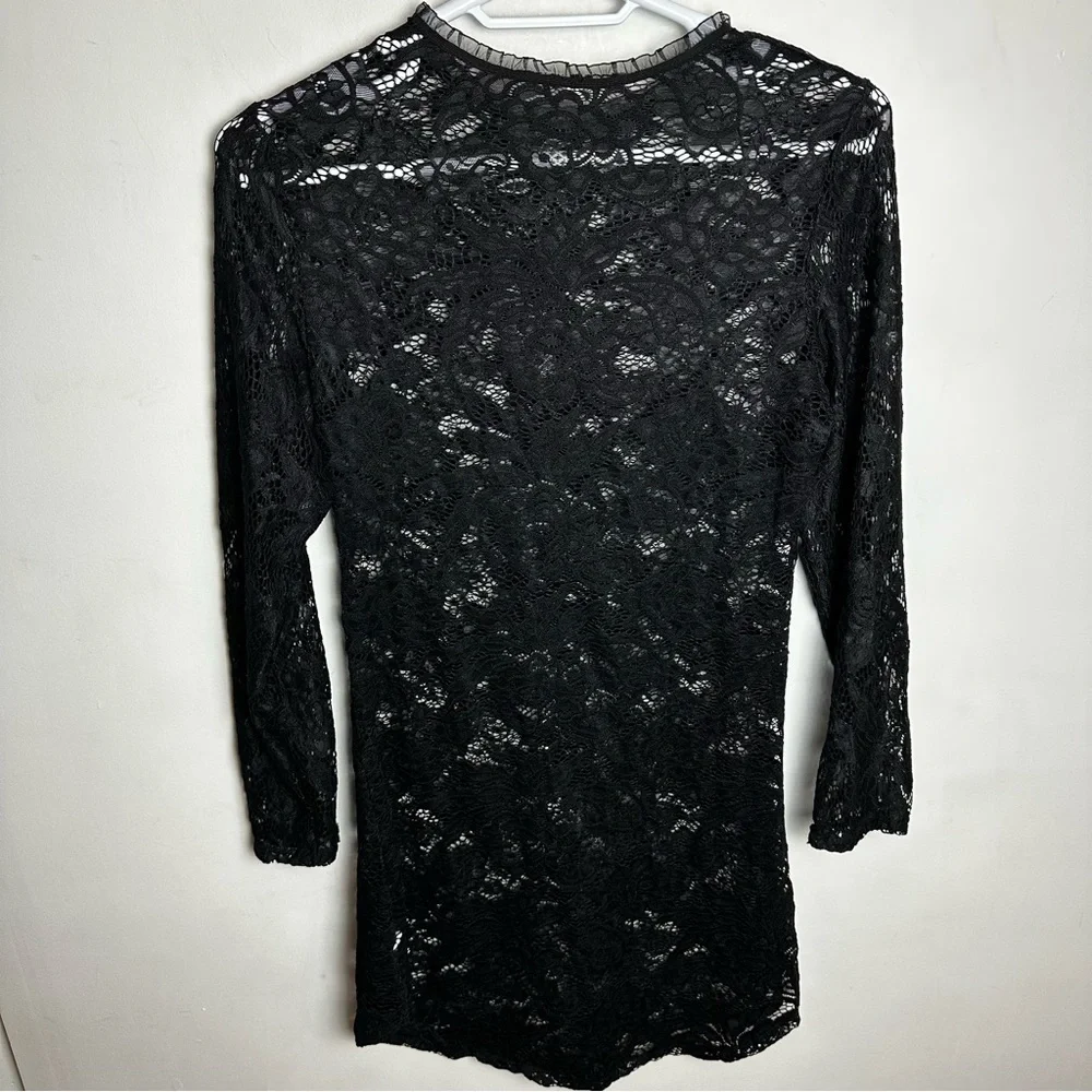 Lace Bodycon Dress Women's Size XL Black Floral Whimsygoth Whimsigoth Goth Rave